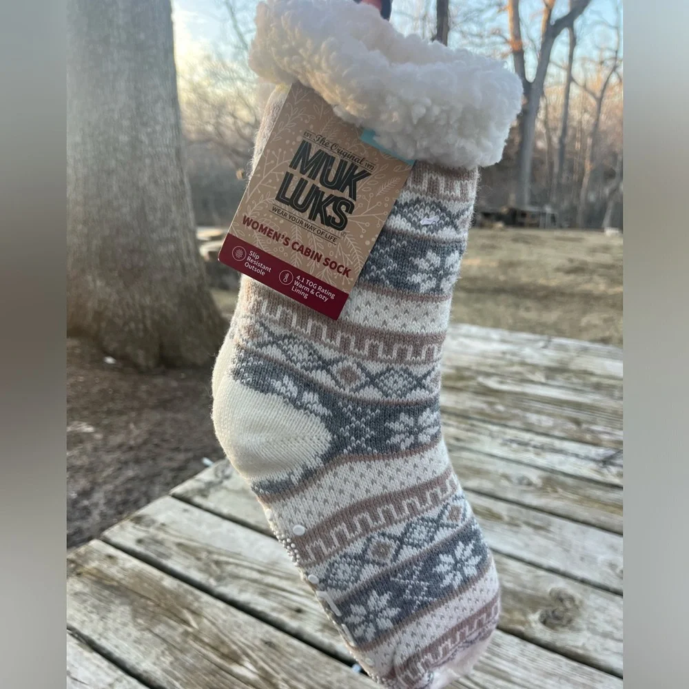 Muk Luks Women's Cabin Socks Slipper Socks Non-Slip Warm Fleece Slippers - Picture 4 of 6